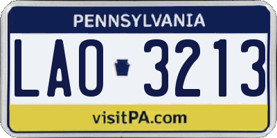 PA license plate LAO3213