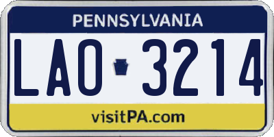 PA license plate LAO3214