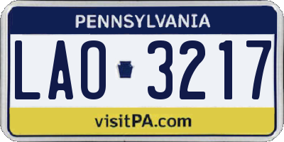 PA license plate LAO3217