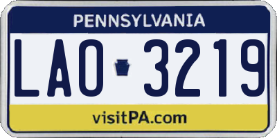PA license plate LAO3219