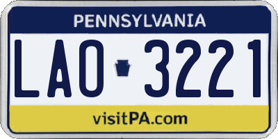 PA license plate LAO3221