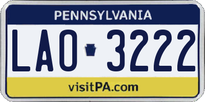 PA license plate LAO3222