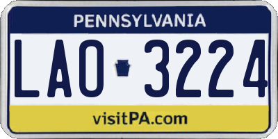 PA license plate LAO3224