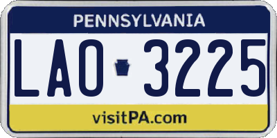 PA license plate LAO3225