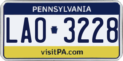 PA license plate LAO3228