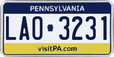 PA license plate LAO3231