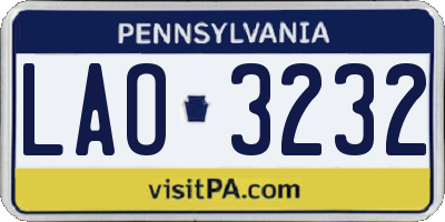 PA license plate LAO3232