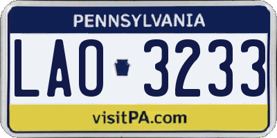 PA license plate LAO3233