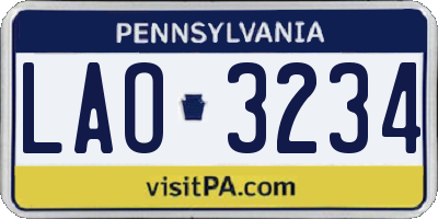 PA license plate LAO3234