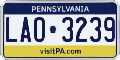 PA license plate LAO3239