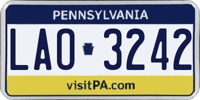 PA license plate LAO3242
