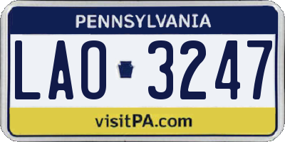PA license plate LAO3247