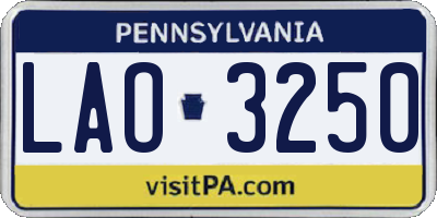 PA license plate LAO3250