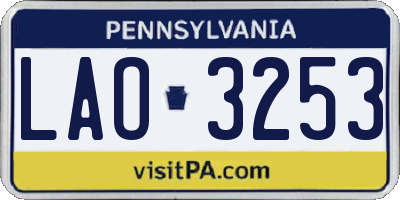 PA license plate LAO3253