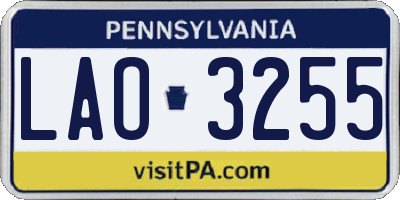 PA license plate LAO3255