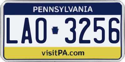 PA license plate LAO3256