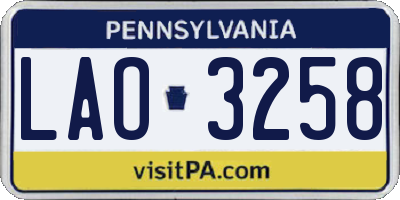 PA license plate LAO3258