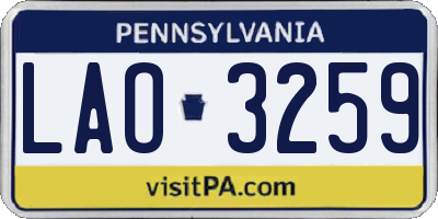 PA license plate LAO3259