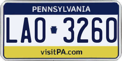 PA license plate LAO3260