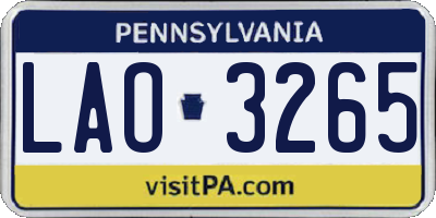 PA license plate LAO3265
