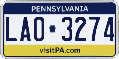 PA license plate LAO3274