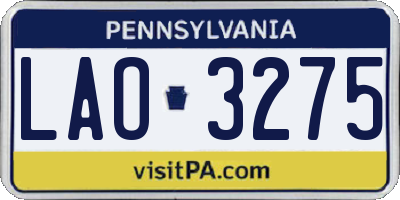PA license plate LAO3275