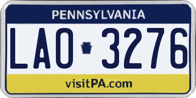 PA license plate LAO3276