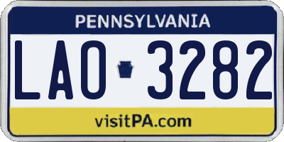 PA license plate LAO3282