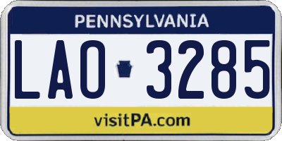 PA license plate LAO3285
