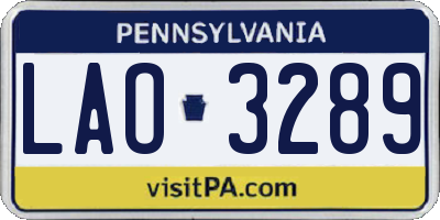 PA license plate LAO3289