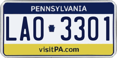 PA license plate LAO3301