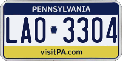 PA license plate LAO3304