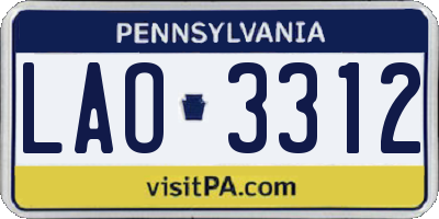 PA license plate LAO3312