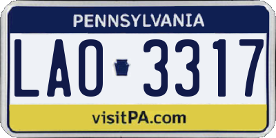 PA license plate LAO3317