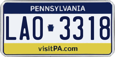 PA license plate LAO3318