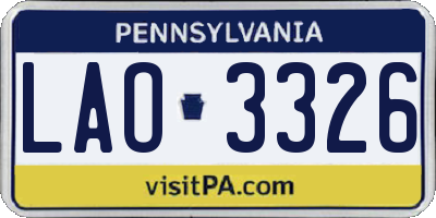 PA license plate LAO3326