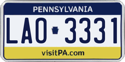 PA license plate LAO3331