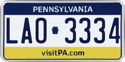 PA license plate LAO3334