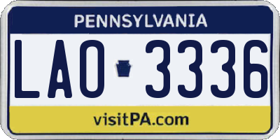 PA license plate LAO3336