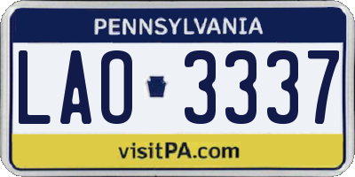 PA license plate LAO3337