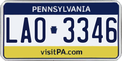 PA license plate LAO3346