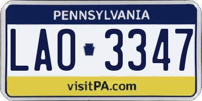 PA license plate LAO3347