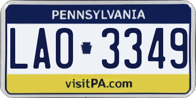 PA license plate LAO3349