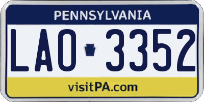 PA license plate LAO3352