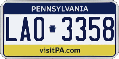PA license plate LAO3358