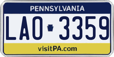 PA license plate LAO3359