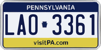 PA license plate LAO3361
