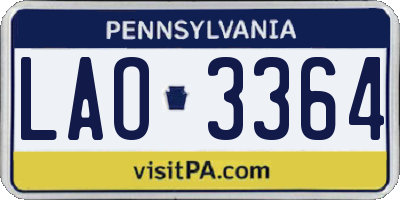 PA license plate LAO3364