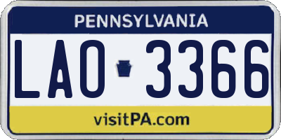 PA license plate LAO3366