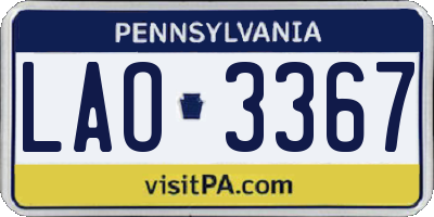 PA license plate LAO3367
